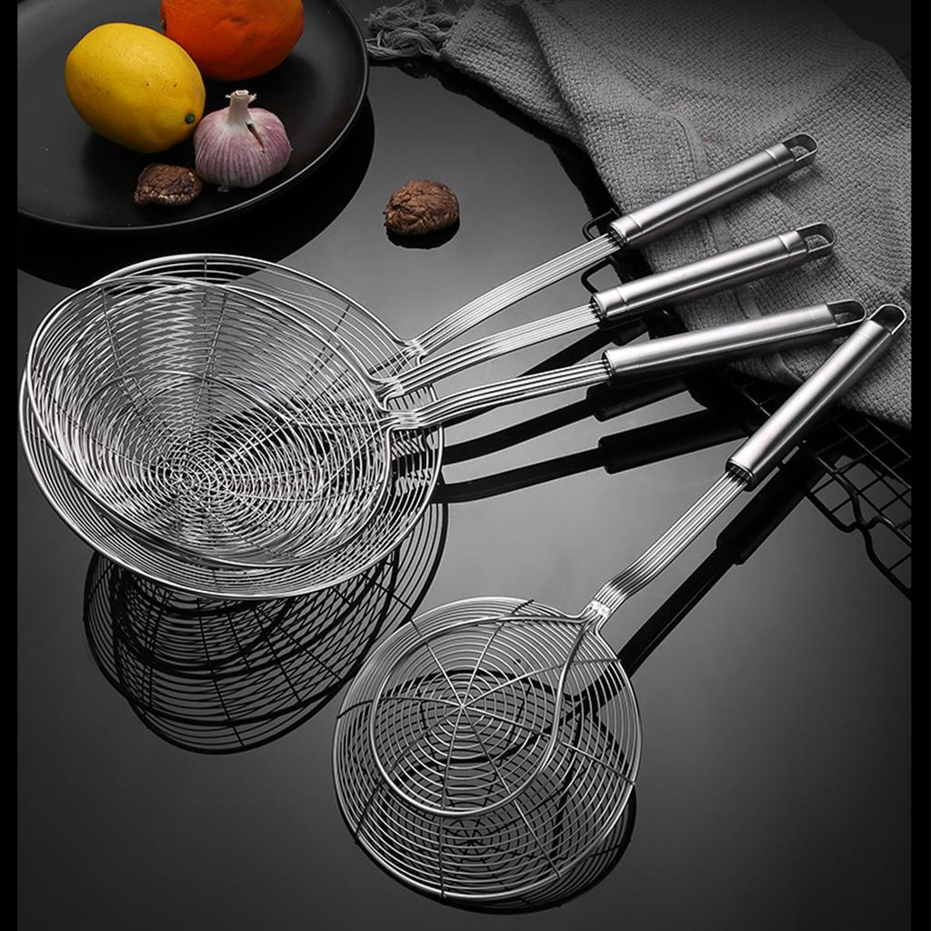 Stainless Steel Wire Skimmer Thickened and Reinforced Noodles Pasta Filter Spoon for Home Kitchen