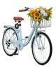 VEVOR Bicicleta Cruiser, 7 Velocidades, Bicicleta Cruiser de Playa de 26 Pulgadas en Azul Claro con Cesta de Gran Capacidad y Portabultos Trasero