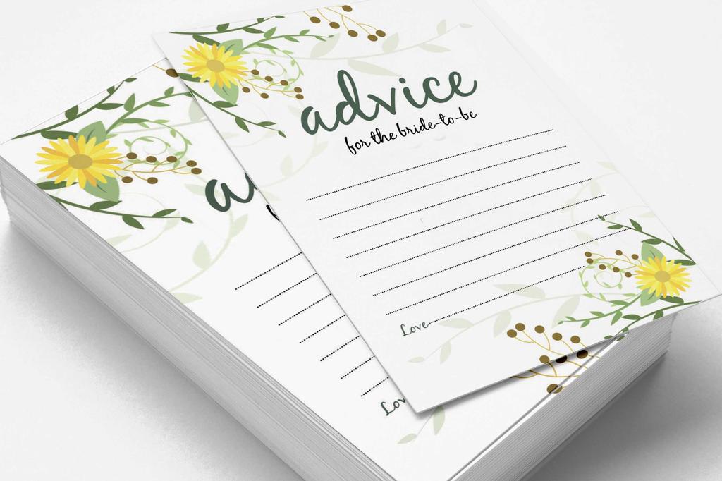 Inkdotpot Set of 50 Advice for The Bride To Be Classic Floral Bachelorette Party Advice Cards, Hen Party Activity 5x7 Inches