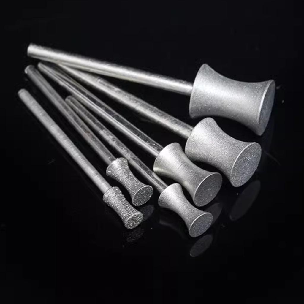 6pcs 80# 240# Diamond Grinding Heads, 4mm-12mm Jade Ring Bracelet Round Bead Polishing Shaping Wheel Concave Bits