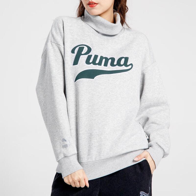 Puma Sports Lifestyle Series Letter Casual Stand Collar Long Sleeve Sweatshirt Women Sweatshirt Gray 534387-04