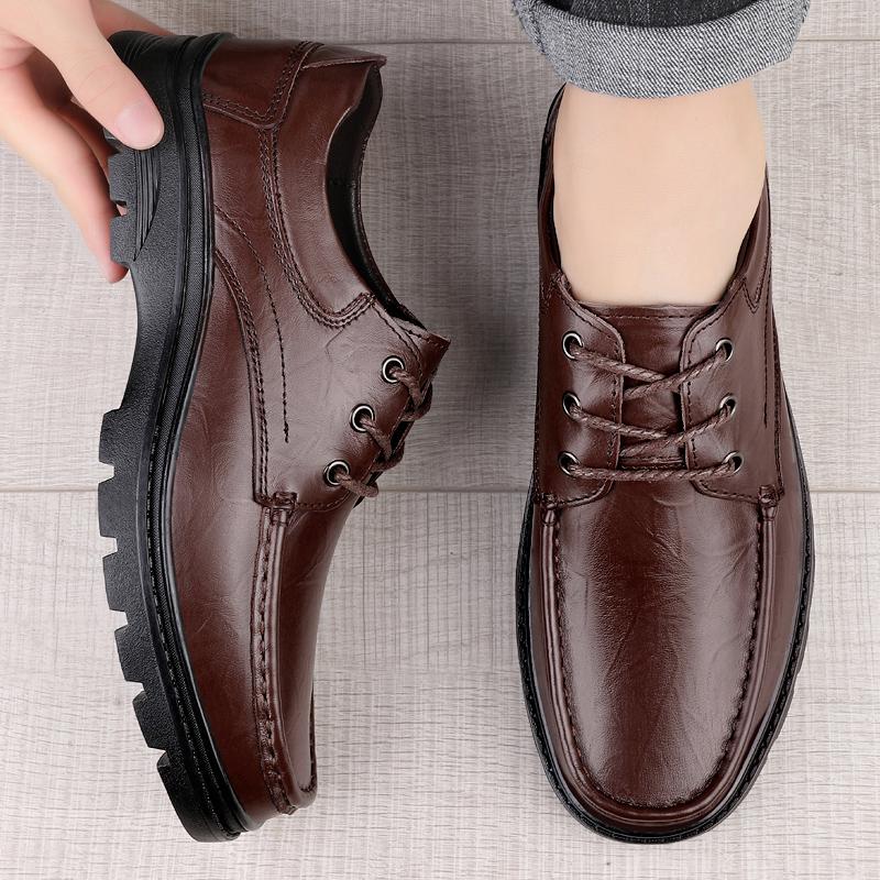 Fashion Genuine Leather Male Comfortable Casual Shoe Classic Men Shoes for Wedding All-match Male Dress Footwear Men's Lace-Up Flats