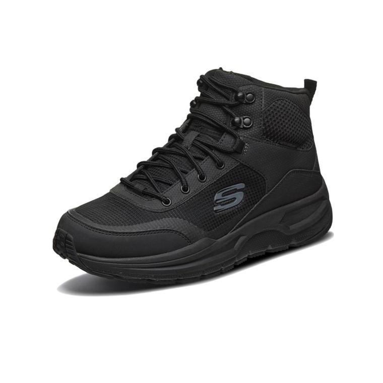 Skechers Sport Men Black High Top Casual Shoes Fabric Leather Stylish Comfort 51705C-BBK