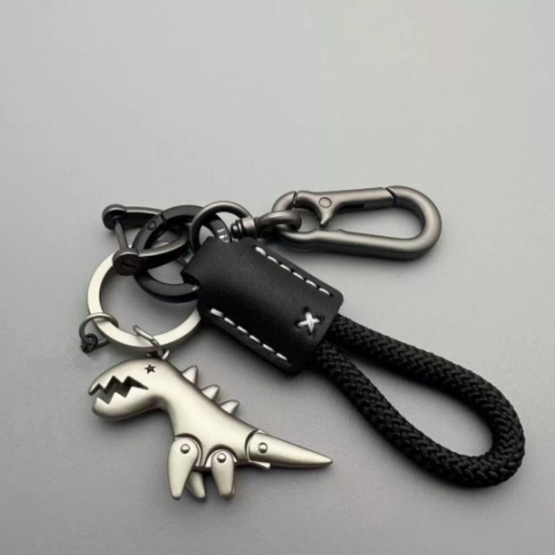 Motocycle Key Holder Leather Keychain Car Key Ring Accessories With Dinosaurs Shape Design For Gift