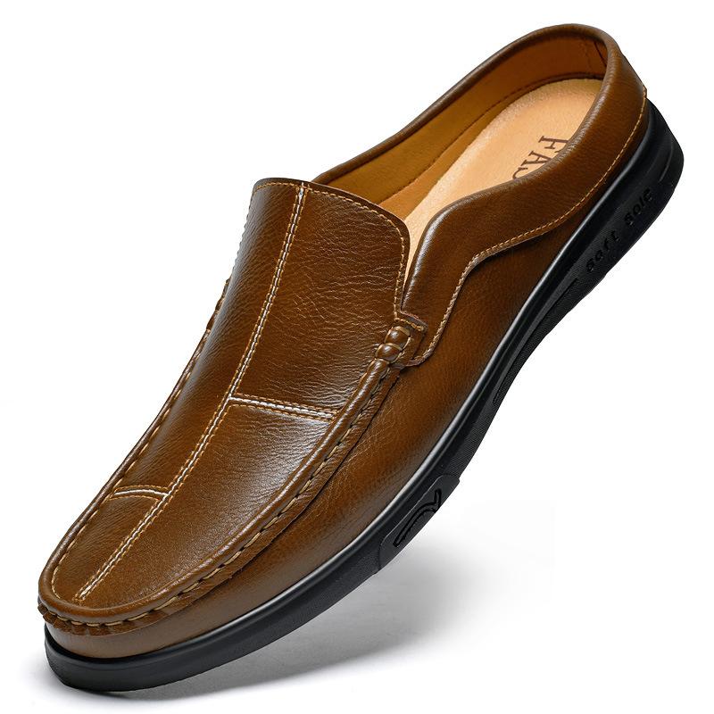 

Большой размер однопедальные ленивые туфли без каблука мужские повседневные кожаные туфли из натуральной кожи полушлепанцы мужские туфли 47 коричневый