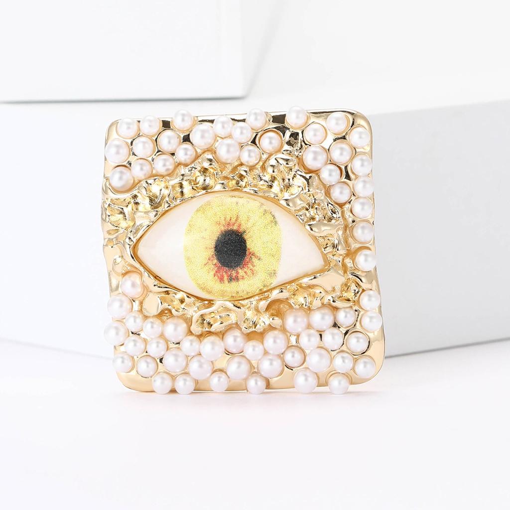 Design Legierung Quadrat Perle Teufelsauge Brosche Kreative Vielseitige Herren- Und Damenbekleidung Corsage Ornament Pin