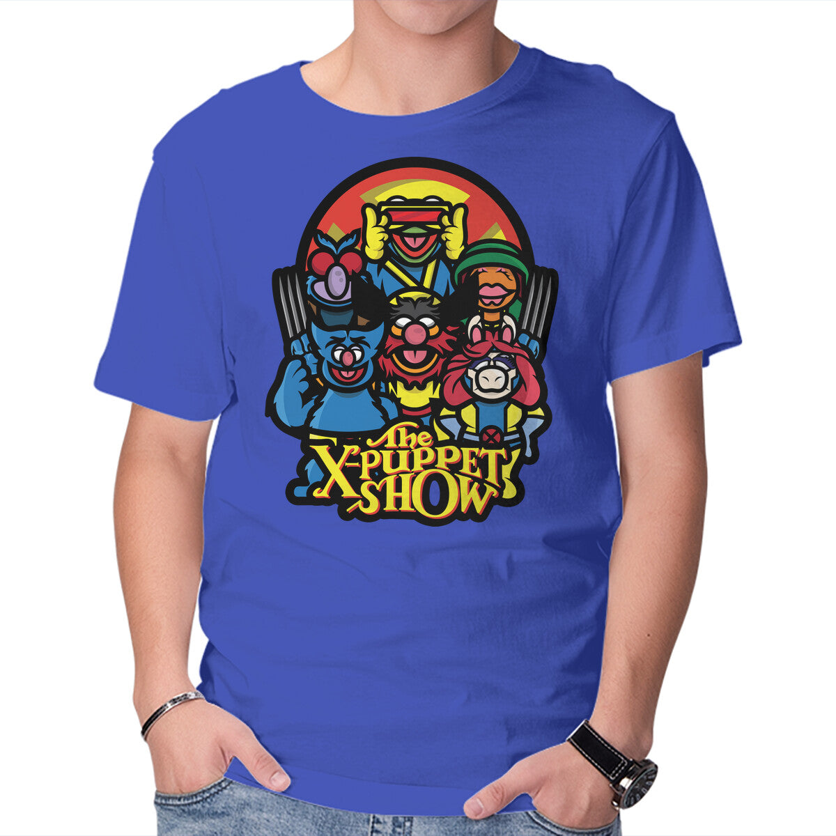 Unisex Crew Neck T-Shirt The X-Puppet Show Graphic Short Sleeve Casual Tee XL
