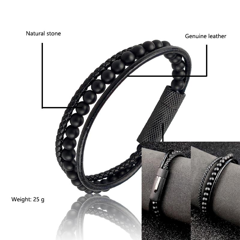 4Pcs/ Set Braided Wrap Leather Bracelets for Men VintageTiger eyes stone Charm stainless steel men Beads Ethnic Tribal Wristband