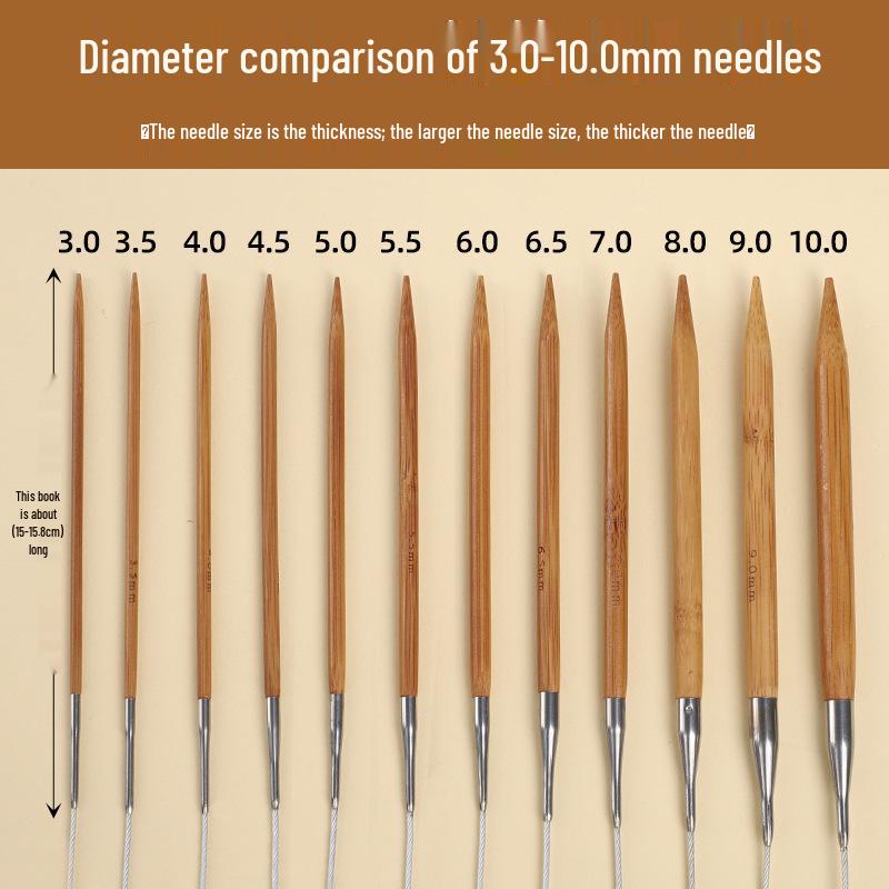Bamboo & Stainless Steel Circular Knitting Needles - Handmade Tools for Sweater, Yarn, Crochet, and Straight Needles.