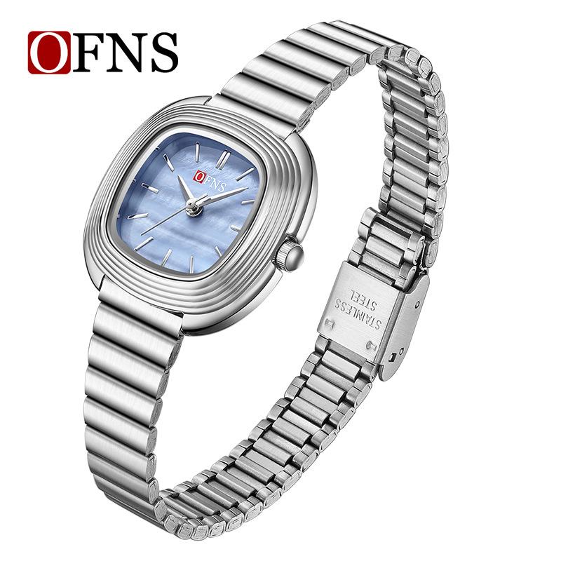 Ofns Women's Students Simple Quartz Watch Small Fragrance Style Mother Of Pearl Dial Waterproof Casual Watch For Girlfriend Gift