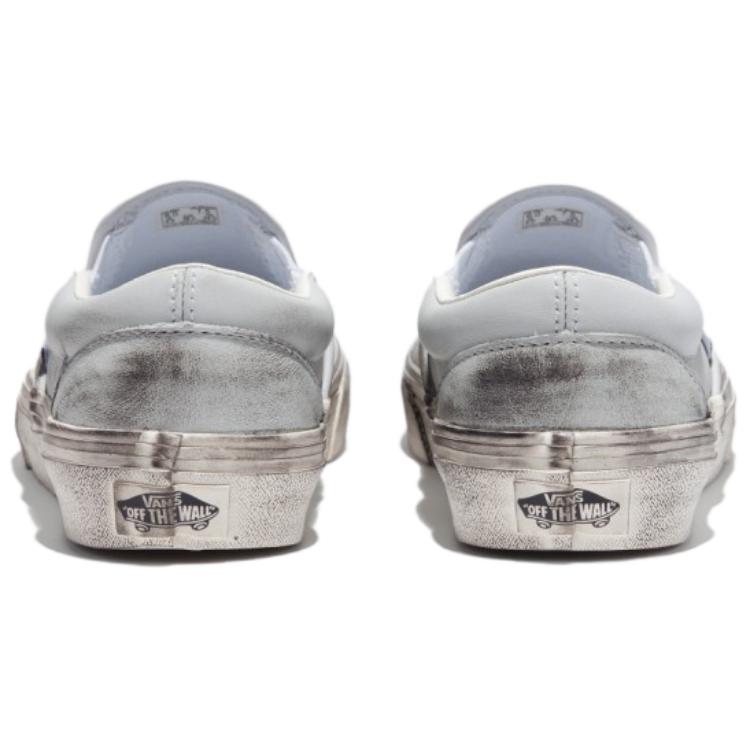 Vans Slip-On Casual Low-Top Skate Shoes Women sneaker Light-Blue White VN000BVZYP2