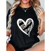 Schwarzes Oversized T-Shirt mit Leoparden-Herz-Print für Freizeitkleidung