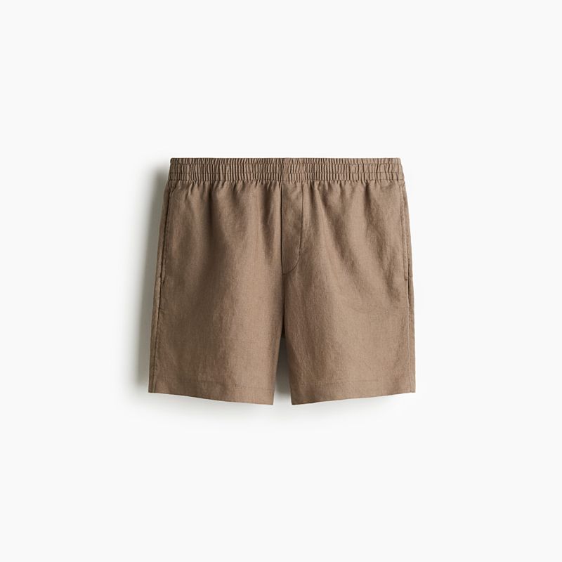 

HM Men s Casual Pants 2025 Fall New Straight Fashion Standard Edition Linen Leisure Shorts 1256419 Deep beige 180/106