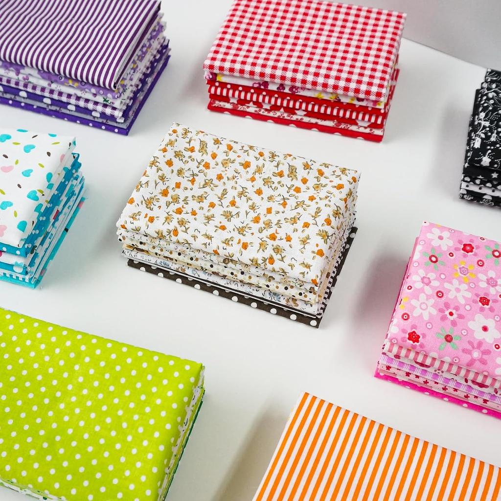 Misscrafts 56pcs Quilting Fabric 100% Cotton Craft Fabric Bundle 10x10 Inches Squares Fat Quarters Multicolored for Patchwork DIY Sewing Scrapbooking