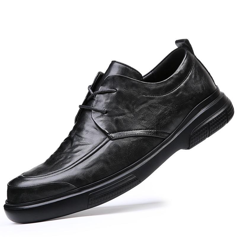 Spring new men's shoes leather thick-soled breathable soft-soled business casual shoes trendy versatile dress leather shoes men