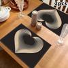 1/2/4-piece Linen Set, Simple Black Placemats, 12x18 Inch Linen Rectangular Placemats, Heart-shaped Design, Home Décor.