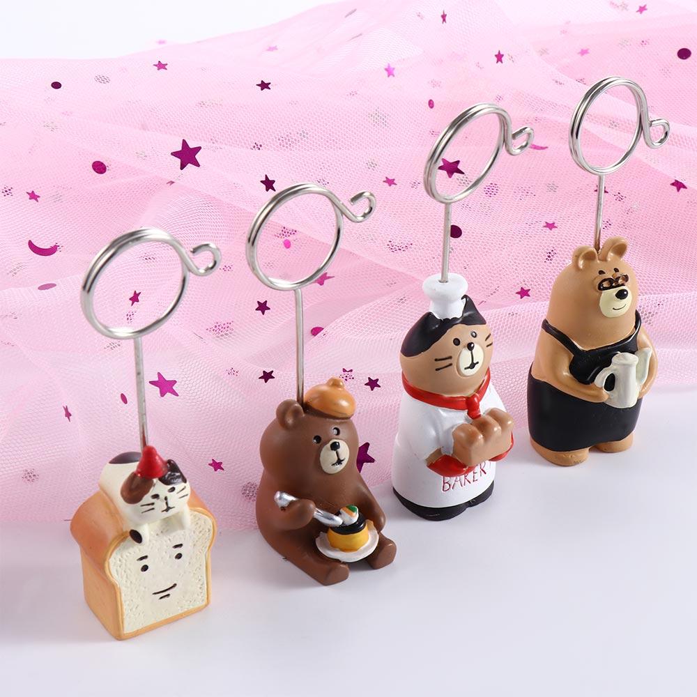 Creative Stationery Resin Message Holder Kawaii Bread Cat Memo Holder Photo Card Stand Memo Clip