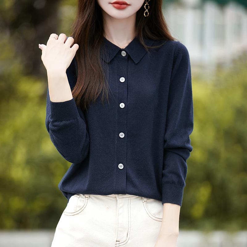 Dámský kašmírový kardigan Qinghe kašmír 50% vlna 50% hedvábí Dámský podzimní a zimní kašmírový kardigan měkký a hřejivý