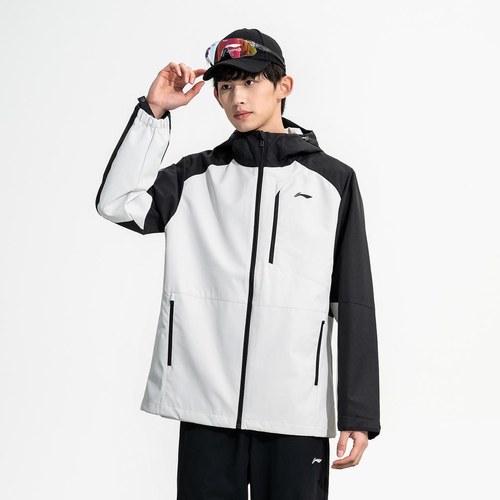 Li-Ning Outdoor High-Quality Minimalist Fashion Color-Block Loose Hooded Windbreaker Casual Sports Suit AFDUC59-3+AKLT243-1