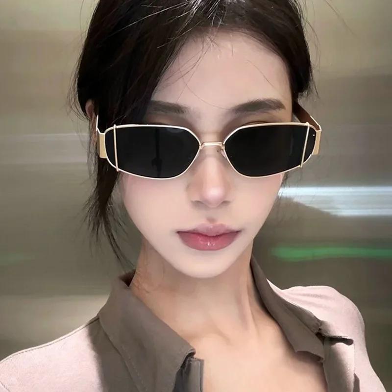 Top Retro Square Personalized Women's Sunglasses Fashion Men's and Women's Round Face UV400 Sunscreen Sunglasses