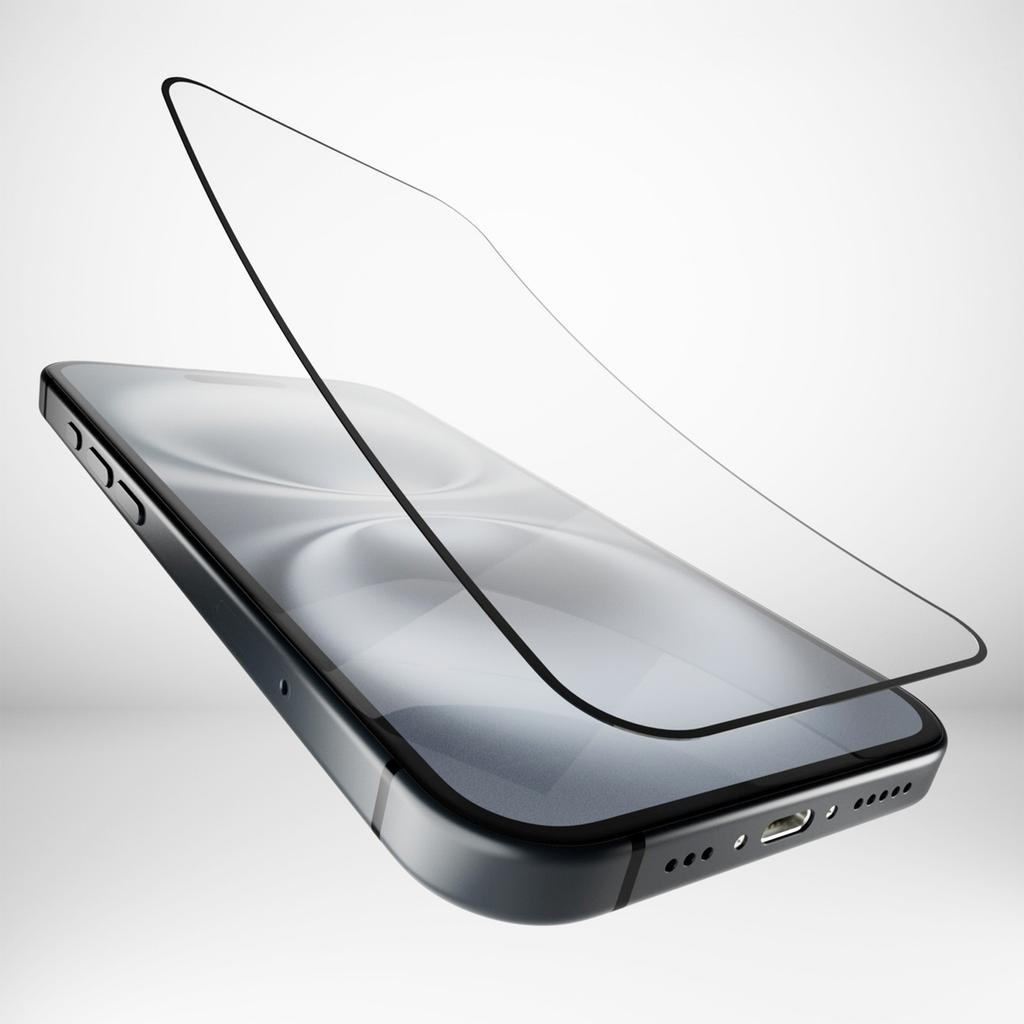 Szkło Hybrydowe Z Czarną Ramką Do Iphone 16 / Iphone 15 / Iphone 15 Pro Flexible Glass D3O