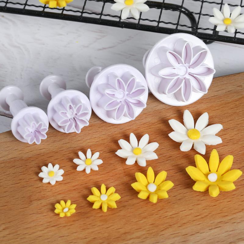 4pcs Plum Flower Plunger Cutter Fondant Cake Decorating Diy Tool Cookie Molds Biscuit Cutter Baking Tool Cookie Cutter