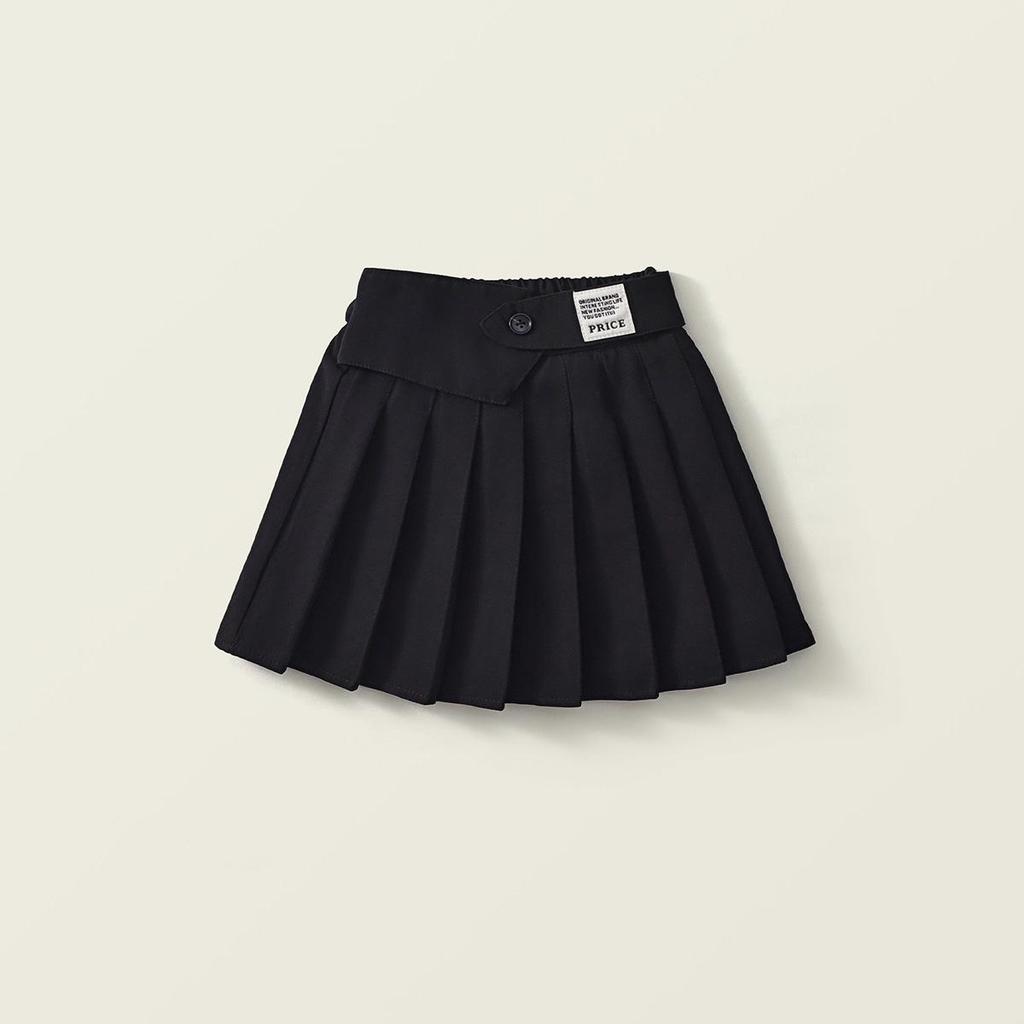 Mädchen Koreanischer Stil Schwarzer Plisseerock - Sommer/Herbst 2025 Mode für Kleine bis Mittlere Kinder