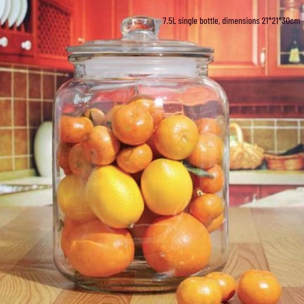 Transparent Glass Storage Jar with Lid for Food-Grade Dried Tangerine Peel and Spices