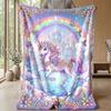 Magical Unicorn Pattern Theme blanket Lightweight Warm Flannel Blanket Decorative Throw Blanket for Home Decoration