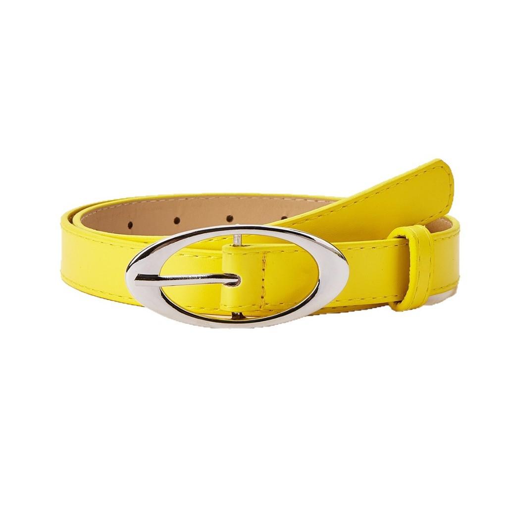Solid Simple Color Oval Metal Buckle Decoration Women Casual Belt Daily For