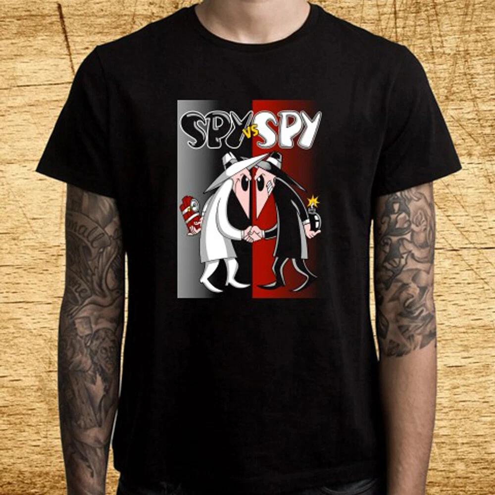 Spy vs Spy Funny Cartoon Men s Black T-Shirt Tee Top Unisex XL