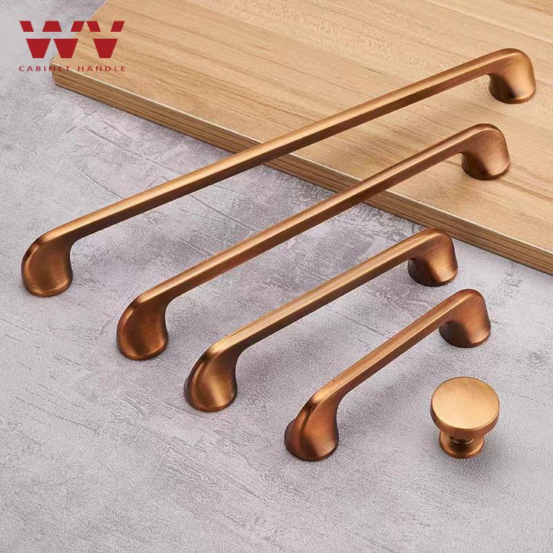 WV Yellow Bronze Furniture Handle Vintage American Style Brass Kitchen Drawer Cabinet Knobs Door Pulls Furniture Hardware