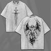 Angel Warrior Washed Shirt: Vintage Gothic Streetwear – Dark Fantasy Anime & Man
