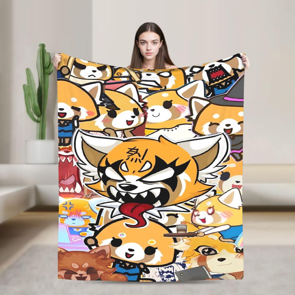 Cartoon Cute Aggretsuko Graffiti  Blanket Quality Warm Soft  Bedding Throws Winter Picnic Couch Chair Sofa Bed Graphic Bedspread