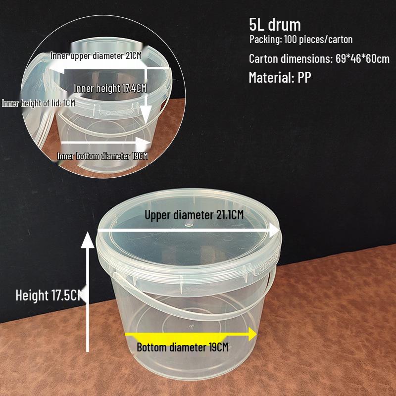 

5L Large Round Transparent Storage Barrel for Household Items, Fruit, Milk Tea, Toys, and Sundries - Sealed Packaging Bucket.