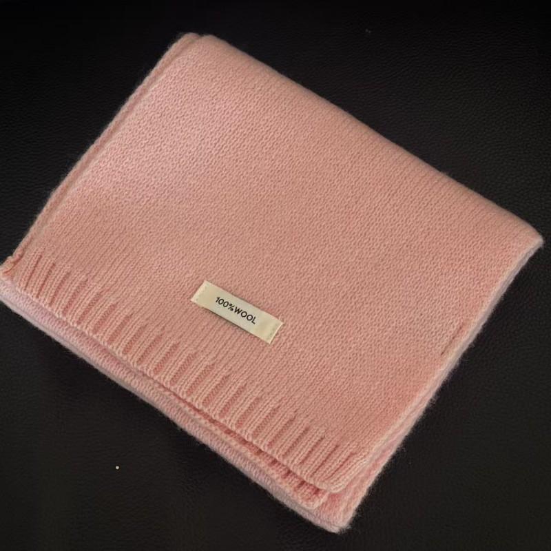 Winter 100% Pure Wool Scarf Solid Color Warm Knit Neckwear Couples Women