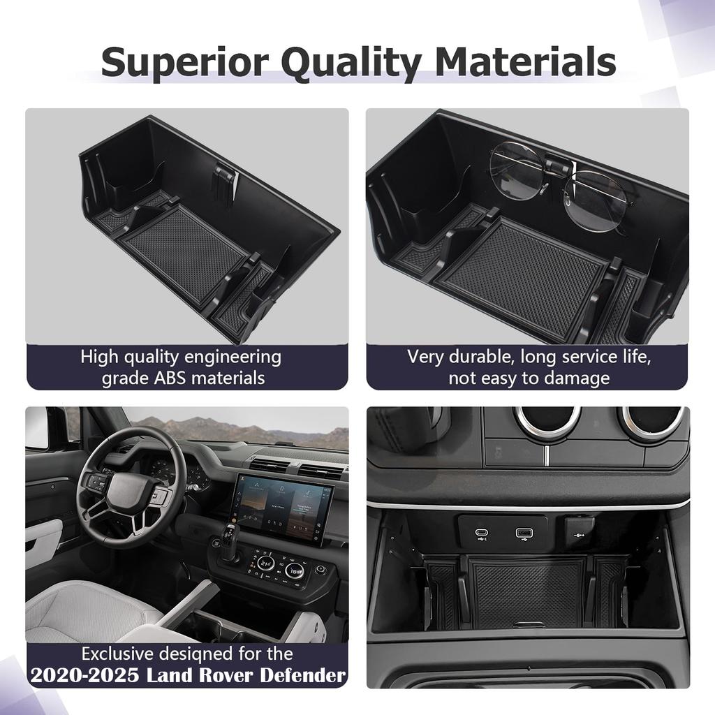 HGWEI For Land Rover Defender 90 110 130 2020-2025 Middle Center Console Organizer Interior Car Storage Tray Car Box Accessories