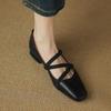 Autumn Square Head Shallow Mouth Single Shoes Women's New One-word Winding Belt Mary Jane Shoes Soft Leather Soft Sole Ballet Shoes
