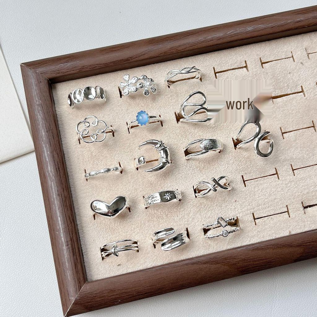 Koreanischer 925 Sterlingsilber Geometrischer Ring: Nicht verblassend, vielseitig, verstellbar, glänzendes Finish für Frauen.