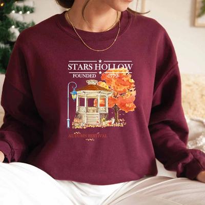 Gilmore Girls Sonbahar Yuvarlak Yaka Sweatshirt TV Şovundan Esinlenen Kapşonlu Üstler Kadın Grafik Kapşonlu Üstler Sokak Giyim Kadın Üst