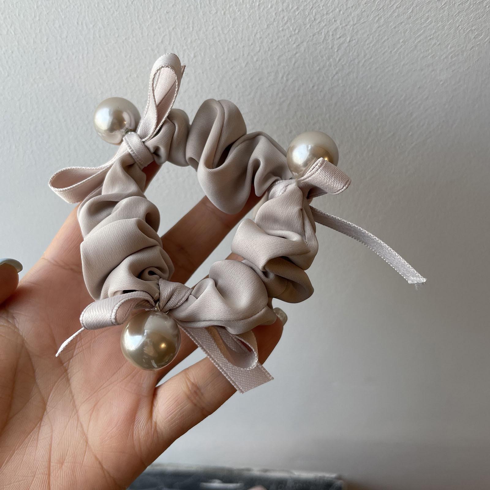 

Корейская высококачественная резинка для волос с бантом и жемчугом — женская мода 2022 года хаки