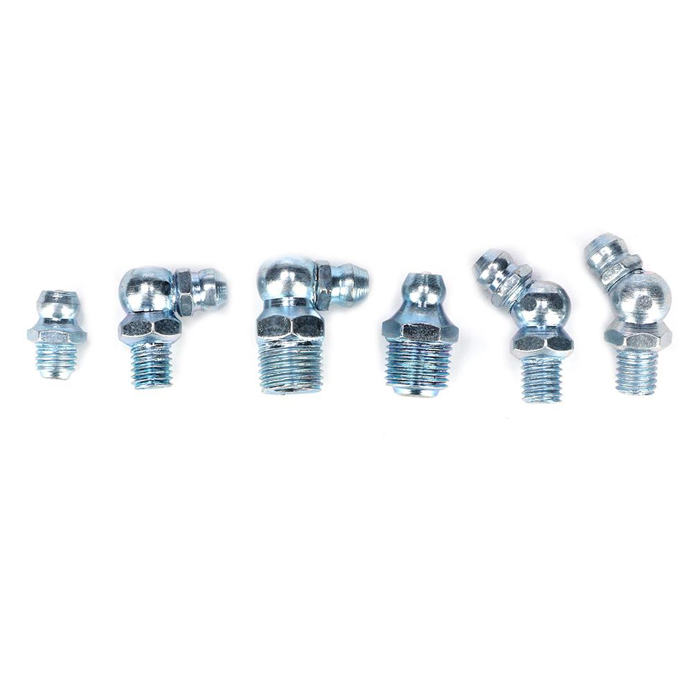 80pcs Straight Bend Grease Zerk 1 8in 28 45 Degrees  Galvanized Blue Zinc Iron Hexagonal Nozzle