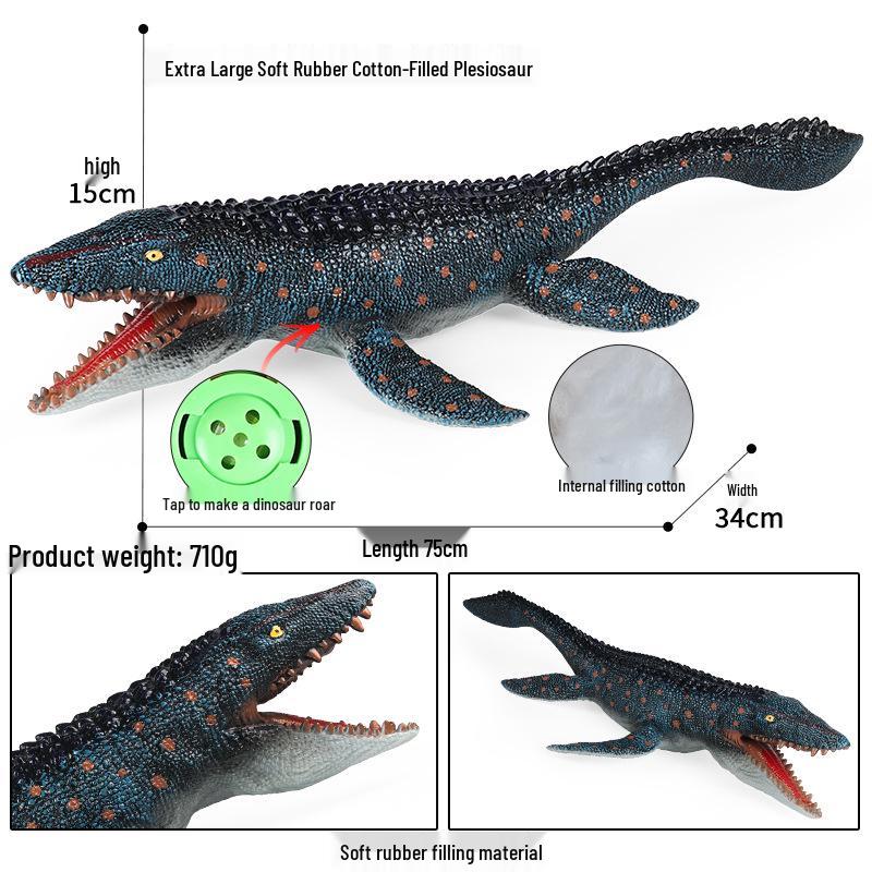 Large Soft Cotton-Filled Dinosaur & Shark Model - Children s Thermoplastic Ocean Sound Toy
