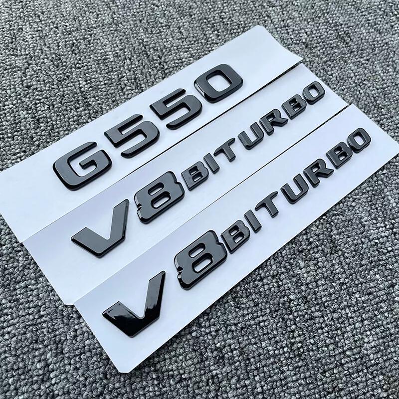 knbfq10 3pcs G550 V8 Biturbo Gloss Black Rear Badge Emblem G550 W463 Accesorios