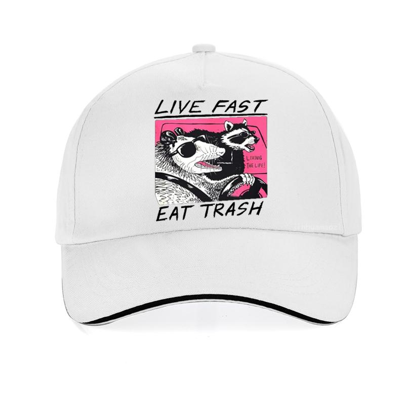 Live Fast Eat Trash Hat Fashion Design Unisex Women Baseball Cap Harajuku Summer Sun Cool Bonnet Adjustable Golf Snapback Hats