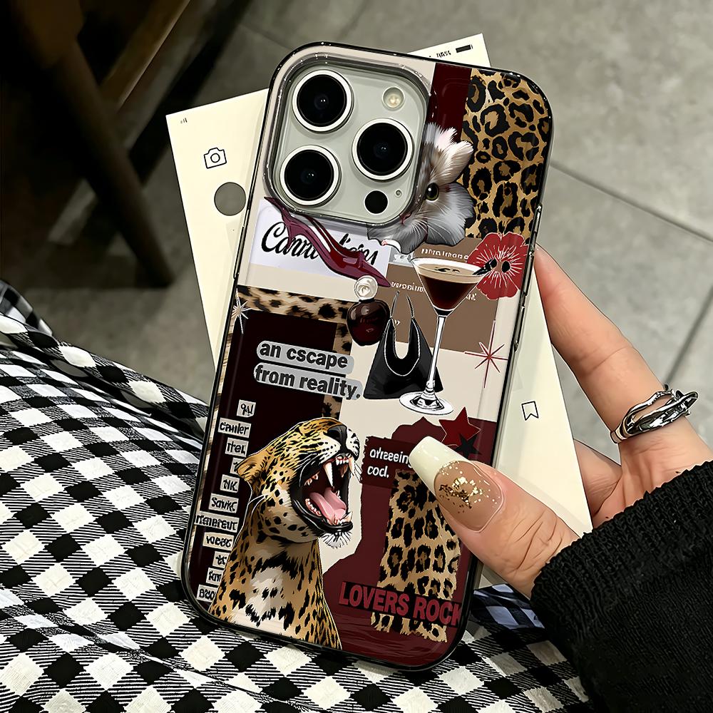 Leopard Print Collage Phone Case For Iphone 17 Air 16 15 14 Pro 13 12 11 Pro Max 16 Plus Shockproof Silicone Cover