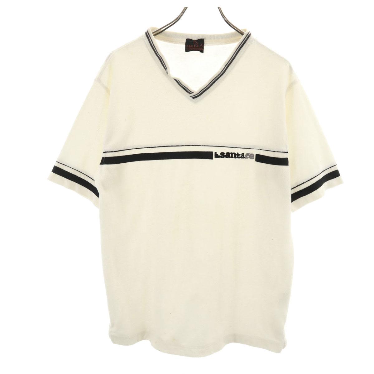 

santa fe 90s Made in Japan Old Short sleeve V-neck terry Cut 4 off white Men s Used