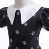 Popular Girls Cosplay Adams Family Wednesday Heroine Floral Skirt Lapel Performance Skirt
