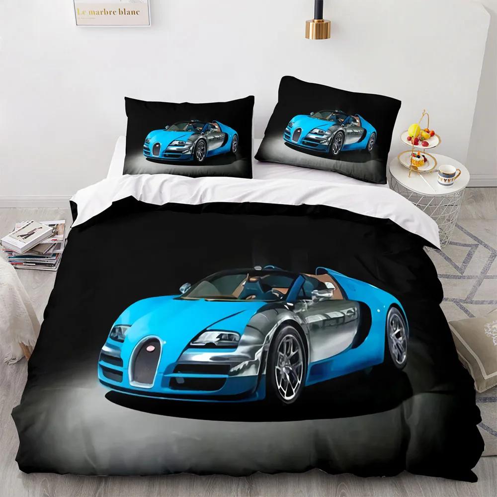 Sports Car King Queen Supercar Race Car Bedding Set Boys Girls Twin Queen Size Duvet Cover Pillowcase Bed Kids Adult