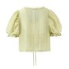 2026 Women's Embroidered Two-Piece Set: Sweet & Spicy Slim Fit Puff Sleeve Lace-Up Shirt + Short Camisole Vest